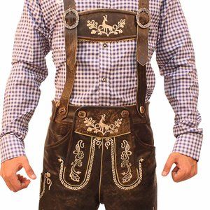 Lederhosen Wild Brown w/ deer motif